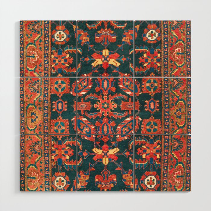 Hamadan West Persian Rug Print Wood Wall Art Gallery Image 1