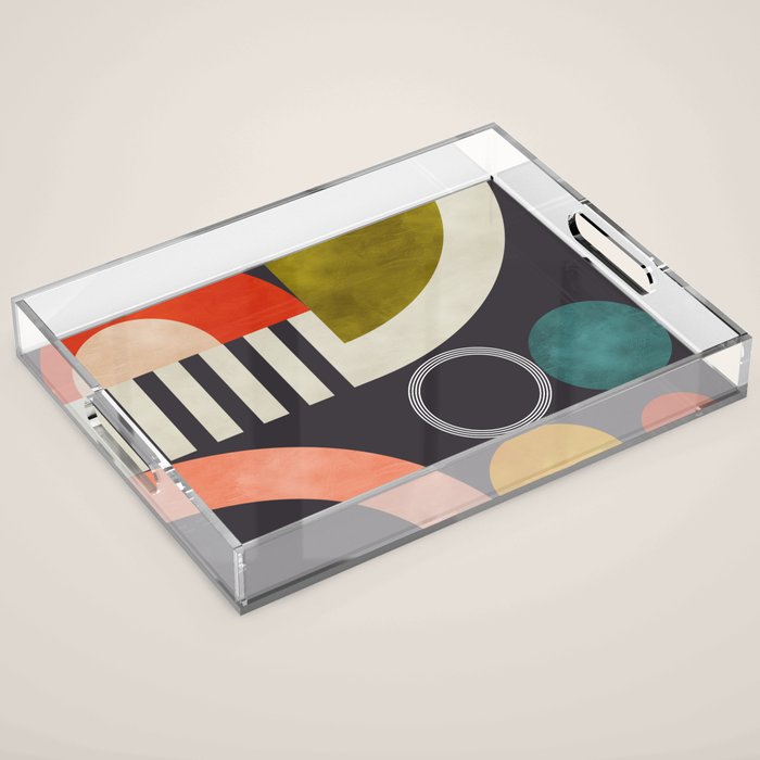 mid century bauhaus geometry abstract 2020 3 Acrylic Tray Gallery Image 1