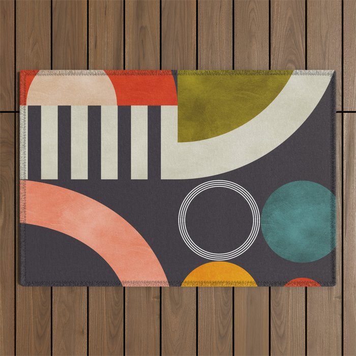 mid century bauhaus geometry abstract 2020 3 Outdoor Rug Gallery Image 1