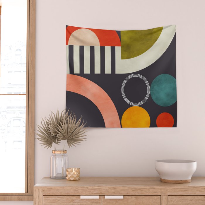 mid century bauhaus geometry abstract 2020 3 Wall Tapestry Gallery Image 2