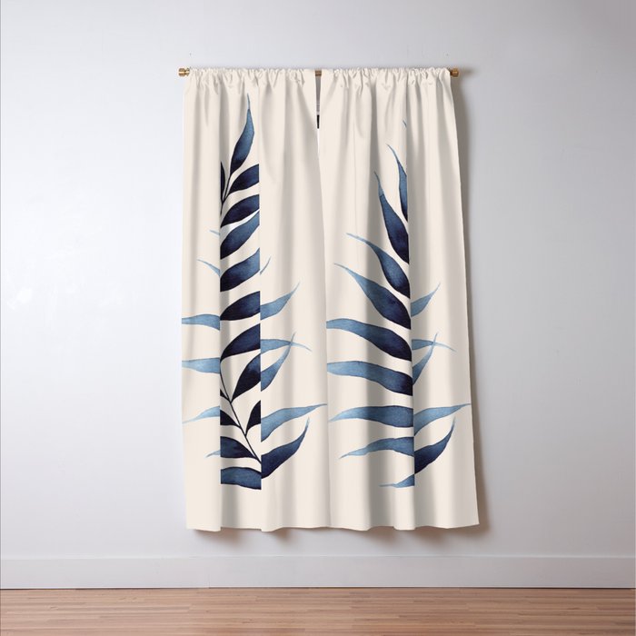 Modern Watercolour Palm Leaf Window Curtain Gallery Image 3