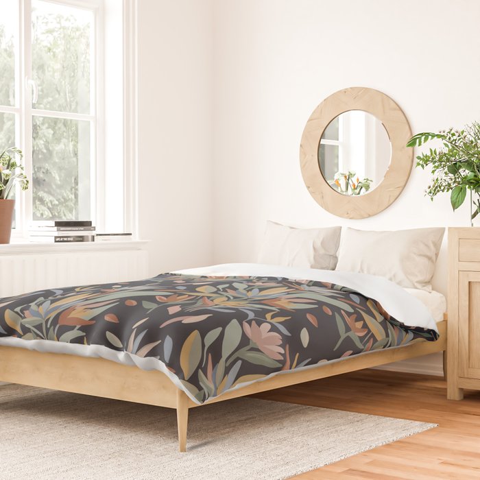 Hand Painted Floral Garden Night Duvet Cover Gallery Image 2