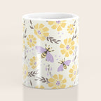 Honey Bees and Flowers - Yellow and Lavender Purple Coffee Mug Gallery Image 4