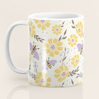 Honey Bees and Flowers - Yellow and Lavender Purple Coffee Mug Gallery Image 3