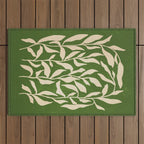 Olive Green Leaves: Mid Century Edition Outdoor Rug Gallery Image 1