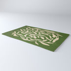 Olive Green Leaves: Mid Century Edition Rug Gallery Image 3