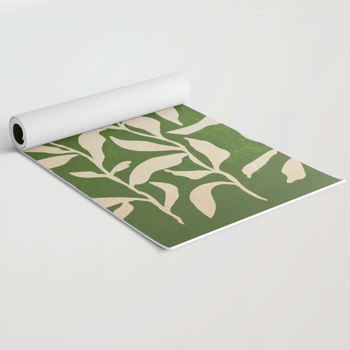 Olive Green Leaves: Mid Century Edition Yoga Mat Gallery Image 2