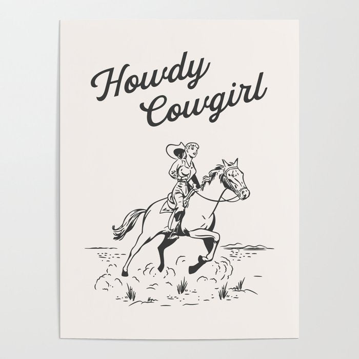 Howdy Cowgirl Black Poster Gallery Image 1