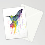 Hummingbird Rainbow Watercolor Stationery Card Gallery Image 2