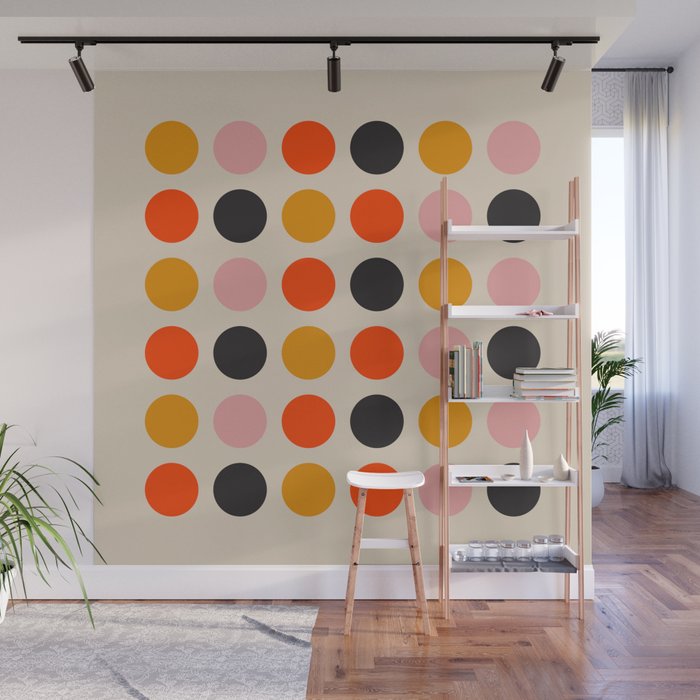 Retro Bauhaus Dots | 70s European Pattern Wall Mural Gallery Image 1