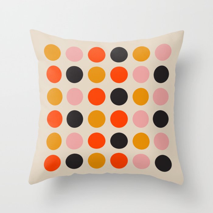 Retro Bauhaus Dots | 70s European Pattern Throw Pillow Gallery Image 6
