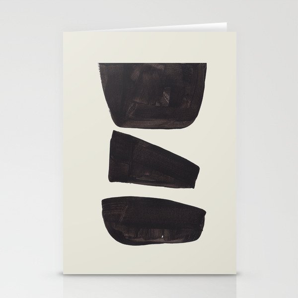 Black & White Minimalist Abstract Shapes Patterns Black Ink Painting Stationery Card Gallery Image 1