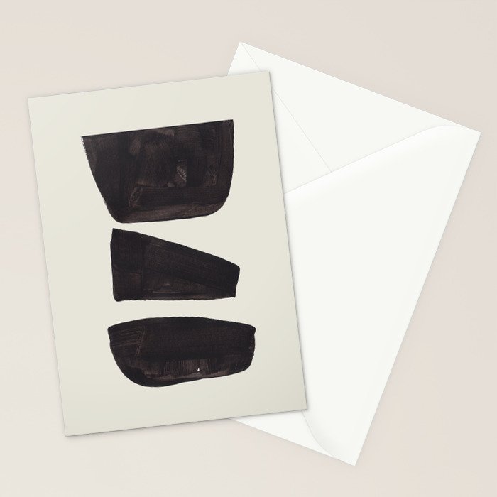 Black & White Minimalist Abstract Shapes Patterns Black Ink Painting Stationery Card Gallery Image 2