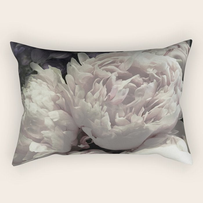 Peonies pale pink and white floral bunch Rectangular Pillow Gallery Image 2