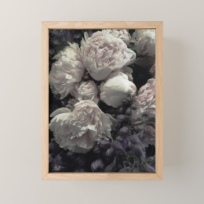Peonies pale pink and white floral bunch Mini Art Print Gallery Image 1