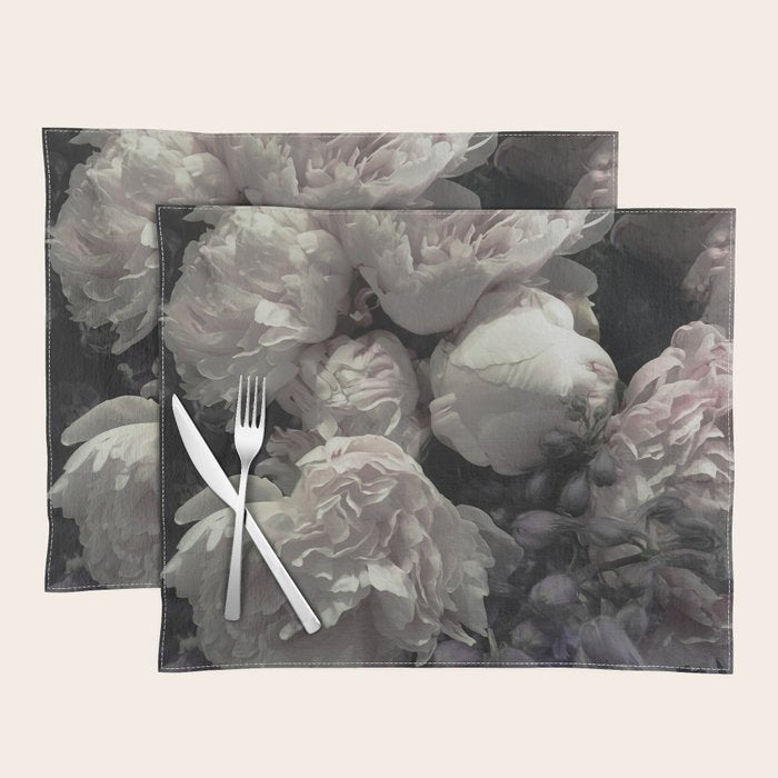 Peonies pale pink and white floral bunch Placemat Gallery Image 1