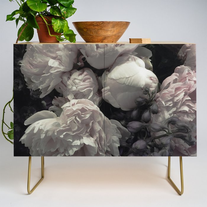 Peonies pale pink and white floral bunch Credenza Gallery Image 1