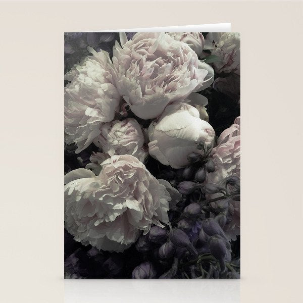 Peonies pale pink and white floral bunch Stationery Card Gallery Image 2