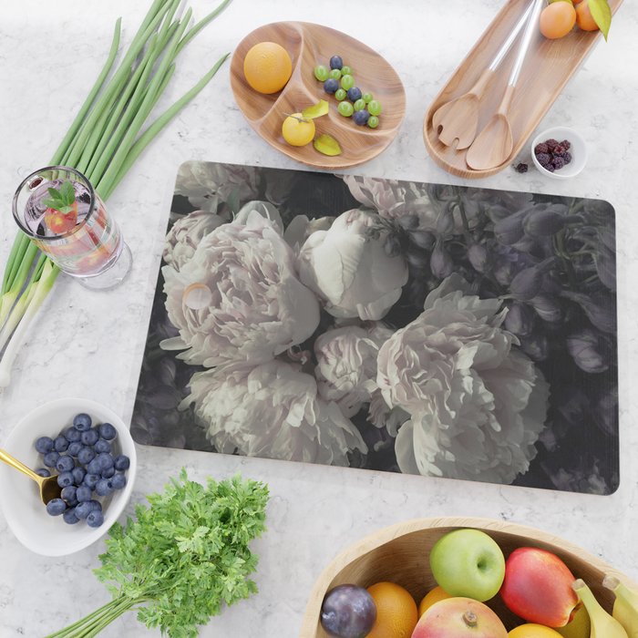Peonies pale pink and white floral bunch Cutting Board Gallery Image 2