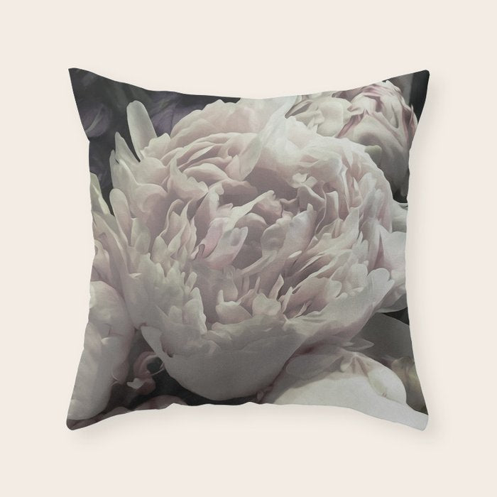 Peonies pale pink and white floral bunch Throw Pillow Gallery Image 6
