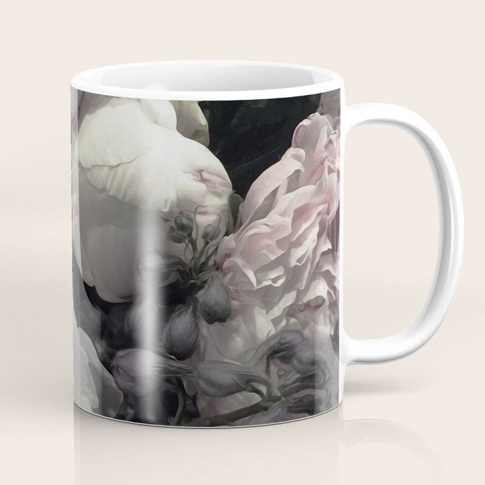 Peonies pale pink and white floral bunch Coffee Mug Gallery Image 1