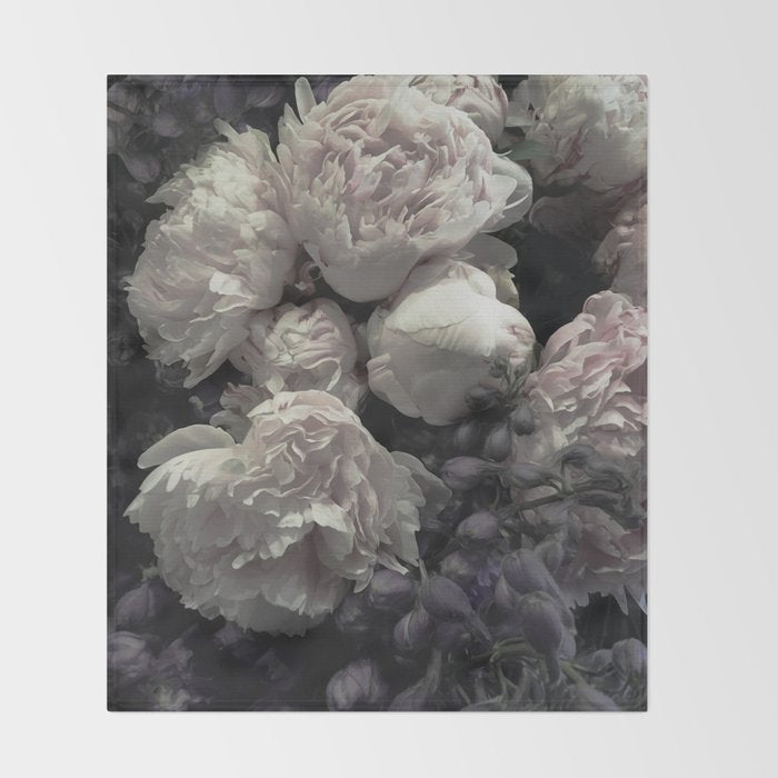 Peonies pale pink and white floral bunch Throw Blanket Gallery Image 2