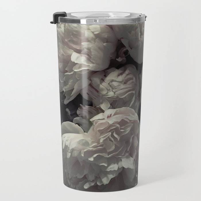 Peonies pale pink and white floral bunch Travel Mug Gallery Image 3