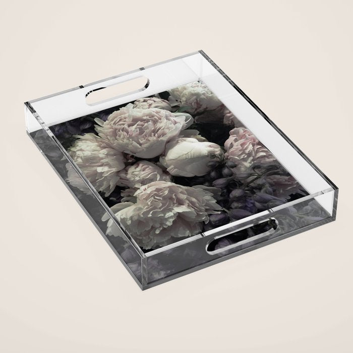 Peonies pale pink and white floral bunch Acrylic Tray Gallery Image 1