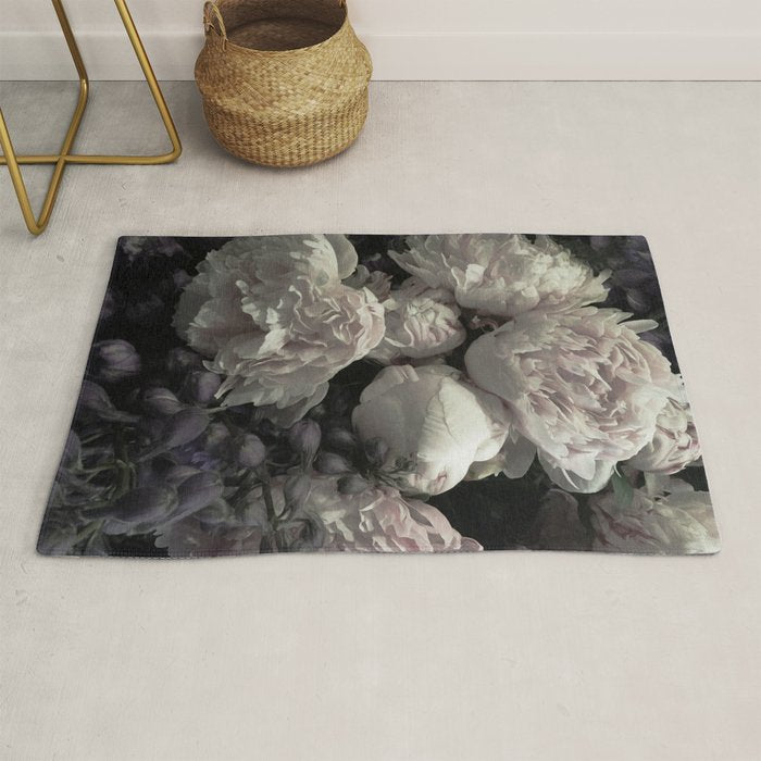 Peonies pale pink and white floral bunch Rug Gallery Image 1