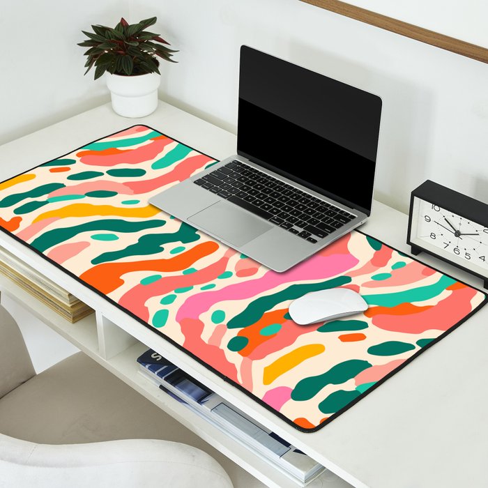 Colorful abstract tie dye stripe art pattern Desk Mat Gallery Image 2