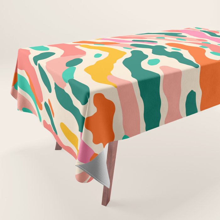 Colorful abstract tie dye stripe art pattern Tablecloth Gallery Image 1