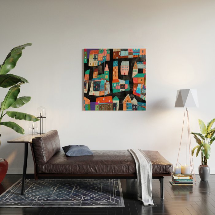 Neon Village Wood Wall Art Gallery Image 2