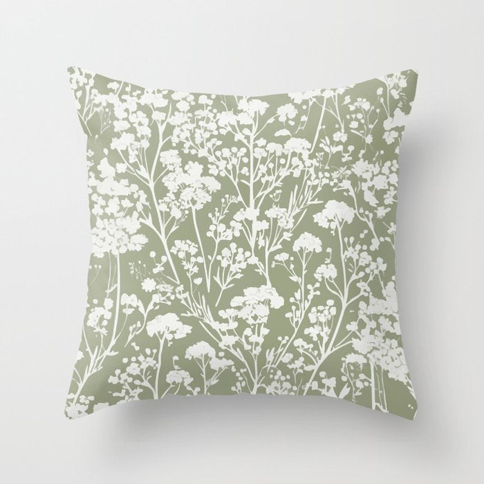 Sage Bloom in Floral Throw Pillow Gallery Image 1