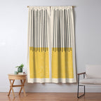 Yellow Lemon Square Stripes Mid Century Modern Minimalist Rothko Inspired Colourfield Stripes Window Curtain Gallery Image 5