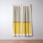 Yellow Lemon Square Stripes Mid Century Modern Minimalist Rothko Inspired Colourfield Stripes Window Curtain Gallery Image 3