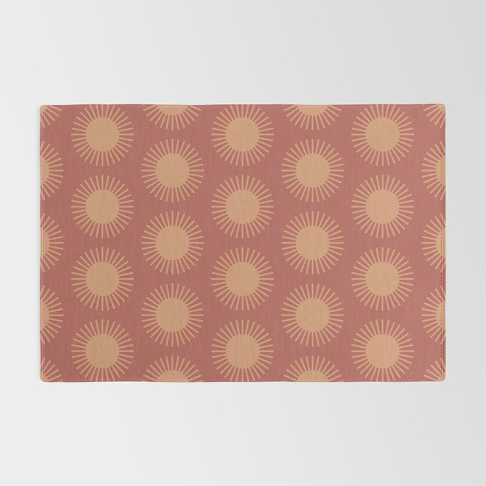 Boho Summer Sun Pattern XIV Earthy Pink and Beige Rug Gallery Image 2