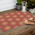 Boho Summer Sun Pattern XIV Earthy Pink and Beige Outdoor Rug Gallery Image 2
