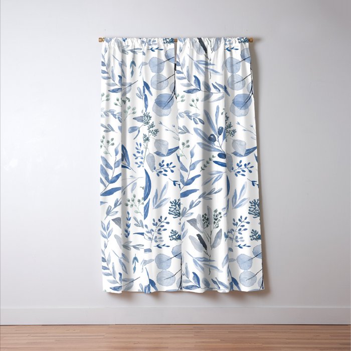 Blue Eucalyptus Pattern Window Curtain Gallery Image 3