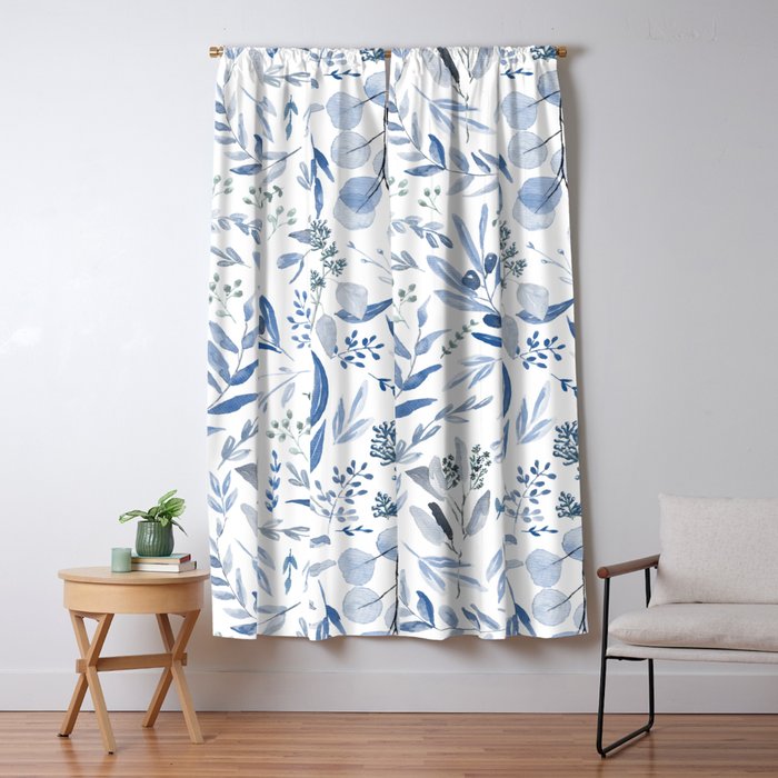 Blue Eucalyptus Pattern Window Curtain Gallery Image 5