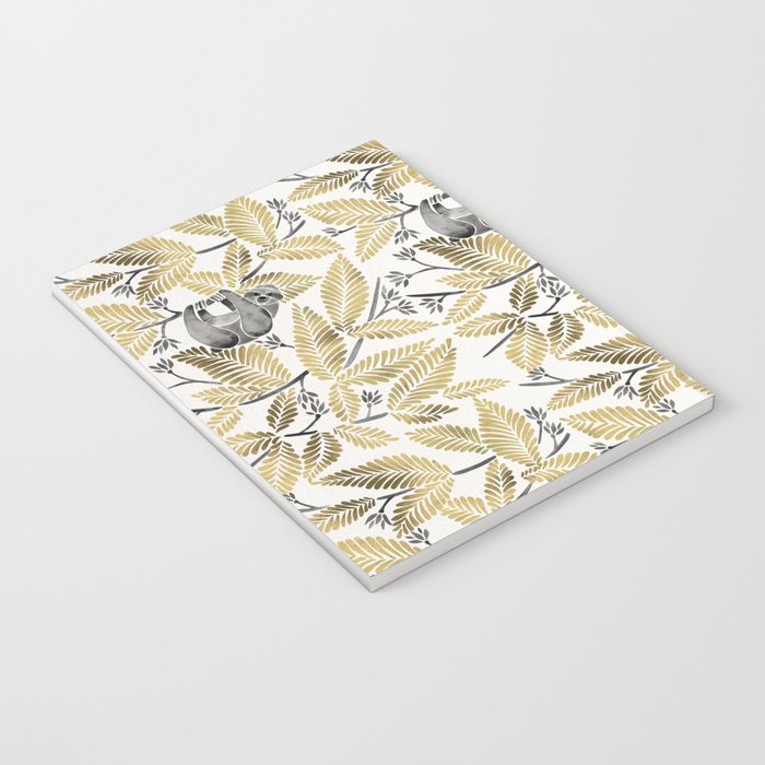 Happy Sloth - Tropical Gold Leaves Notebook Gallery Image 3