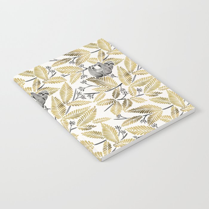Happy Sloth - Tropical Gold Leaves Notebook Gallery Image 2