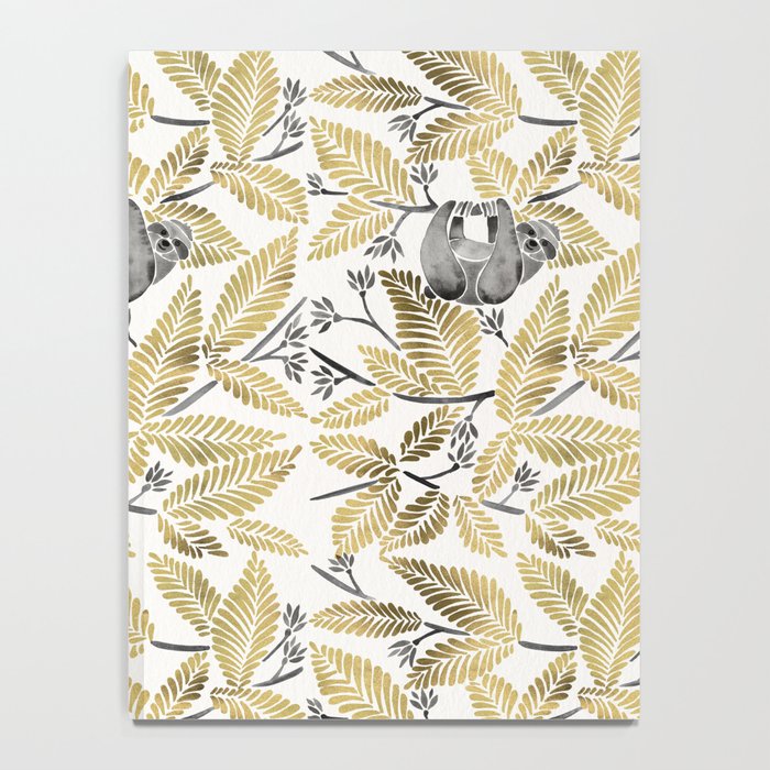Happy Sloth - Tropical Gold Leaves Notebook Gallery Image 4