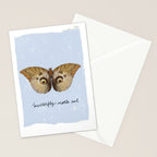 Vintage Butterfly Moth Owl on Soft Sky  Stationery Card Gallery Image 2