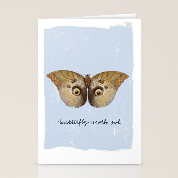 Vintage Butterfly Moth Owl on Soft Sky  Stationery Card Gallery Image 2