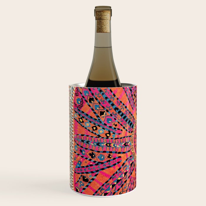 Large Medallion Suzani Bokhara Uzbekistan Embroidery Print Wine Chiller Gallery Image 2