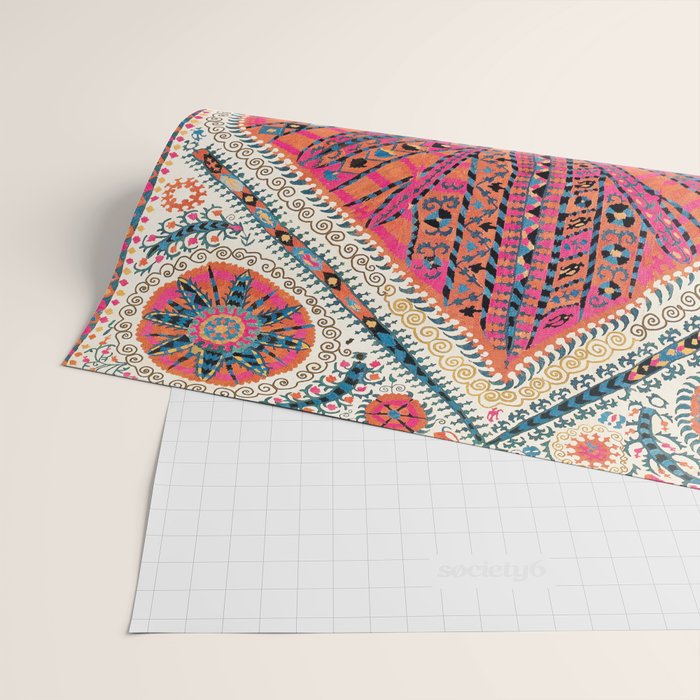 Large Medallion Suzani Bokhara Uzbekistan Embroidery Print Wrapping Paper Gallery Image 2