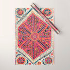 Large Medallion Suzani Bokhara Uzbekistan Embroidery Print Wrapping Paper Gallery Image 1