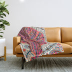 Large Medallion Suzani Bokhara Uzbekistan Embroidery Print Throw Blanket Gallery Image 1