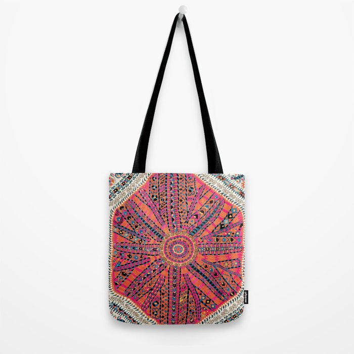 Large Medallion Suzani Bokhara Uzbekistan Embroidery Print Tote Bag Gallery Image 2
