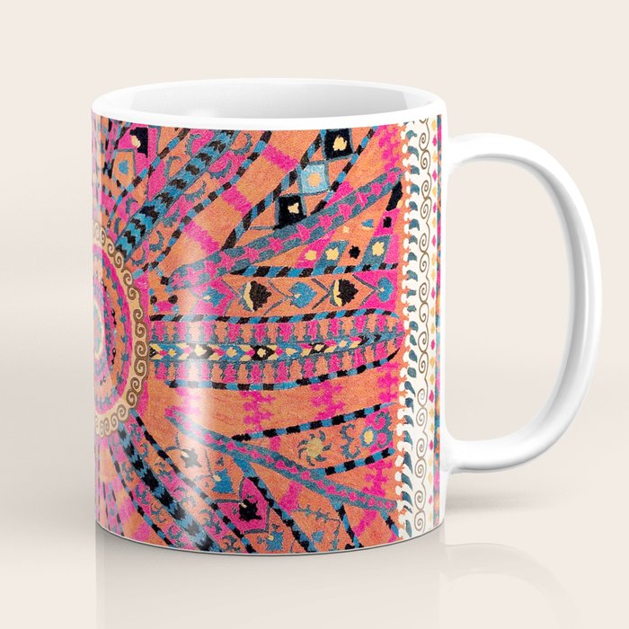 Large Medallion Suzani Bokhara Uzbekistan Embroidery Print Coffee Mug Gallery Image 1